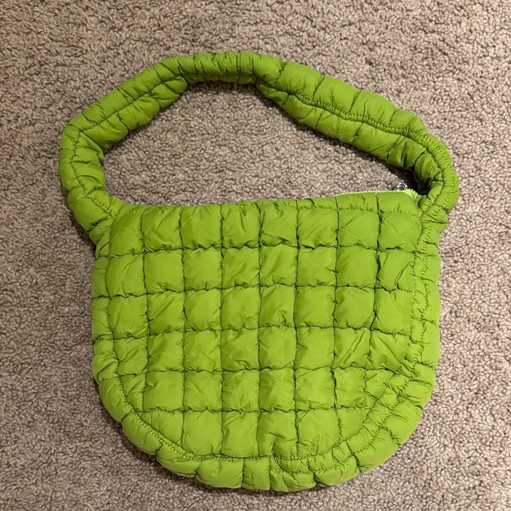 Green Quilted Shoulder Bag